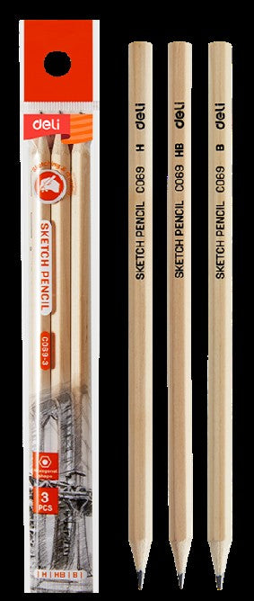 Sketching Pencil 3's H, HB, B OPP Bag
