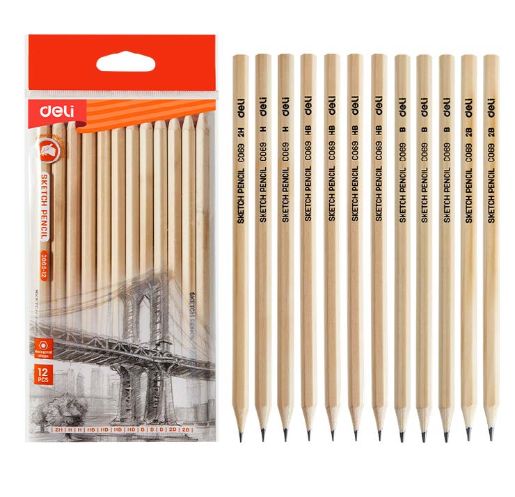 Sketching Pencil 12’s H, HB, B, 2B, 2H OPP Bag