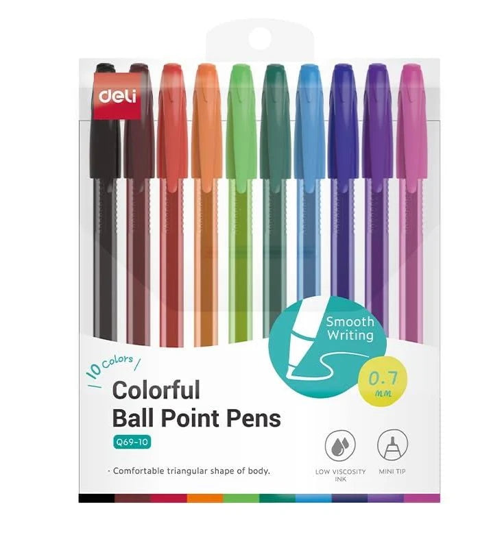 Deli Ballpoint Pen 10 Colours 0.7mm